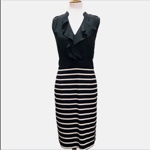 WHBM Ruffles Striped Black Dress